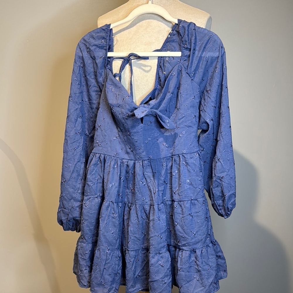 Trixxi boutique brand by Francesca’s Blue Tiered Ruffled Sundress NWT sz L